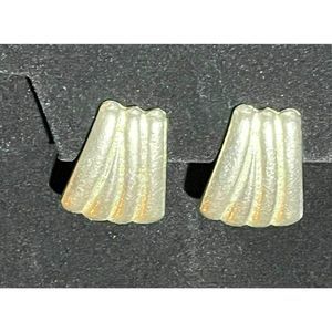 Vintage Textured Clip on‎ Earrings Muted/Brushed Silver Tone Over an Inch Long